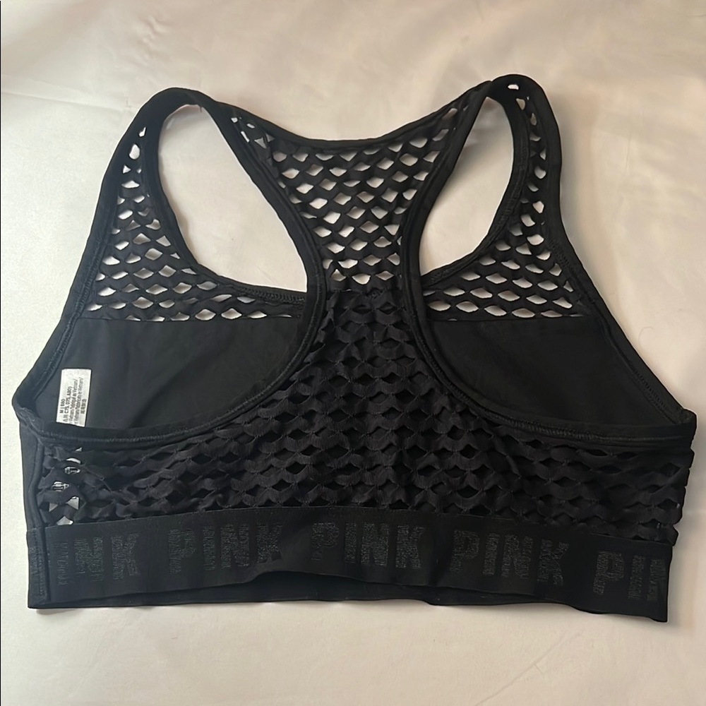 PINK Victoria's Secret Black Racerback Sports Bra - Picture 2 of 3